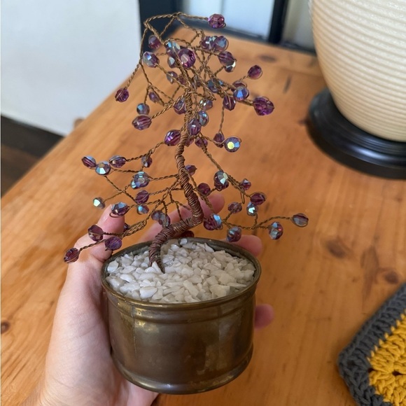 Other - Vintage small Purple Gemstone Tree in Brass Pot